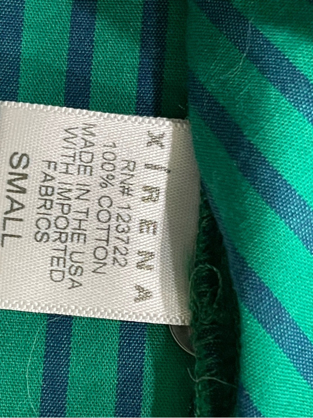 Xirena Teddy Striped Button Down Crop Shirt SZ S Green Blue - Picture 6 of 7